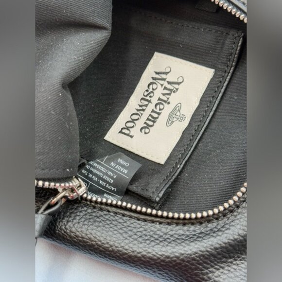 🆕 VIVIENNE WESTWOOD 🧿 NWOT Black Sling Bag, Orb Plaque Logo - AUTHENTICATED - Picture 12 of 16